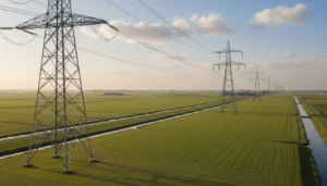 Hoogspanningsmasten polder Nederland