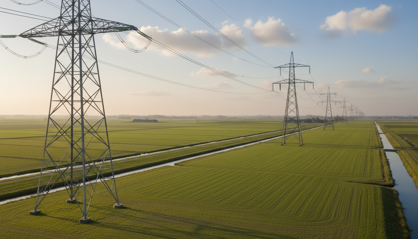 Hoogspanningsmasten polder Nederland