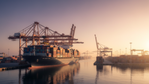 Chinese export van thuisbatterijen met een containerschip