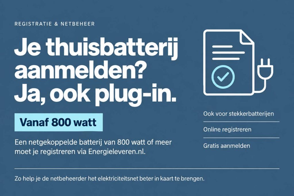 Moet ik mijn (plug‑in) thuisbatterij aanmelden bij de netbeheerder? 5 – Moet ik mijn (plug‑in) thuisbatterij aanmelden bij de netbeheerder?