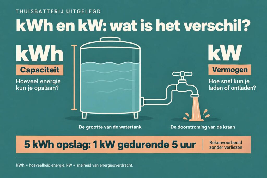 Wat is het verschil tussen kWh en kW bij een thuisbatterij? 4 verschil tussen kwh en kw bij thuisbatterij