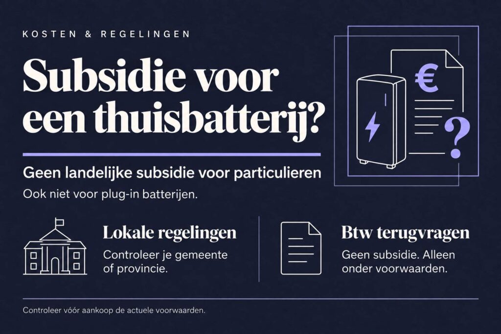 Is er subsidie voor een thuisbatterij? 5 is er subsidie op stekkerbatterijen?